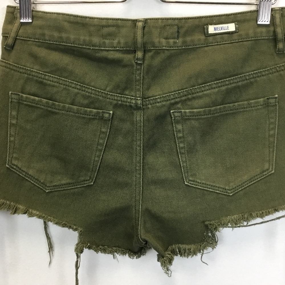 Brandy Melville Olive Green Denim Button Fly Cutoff Short - Picture 7 of 12